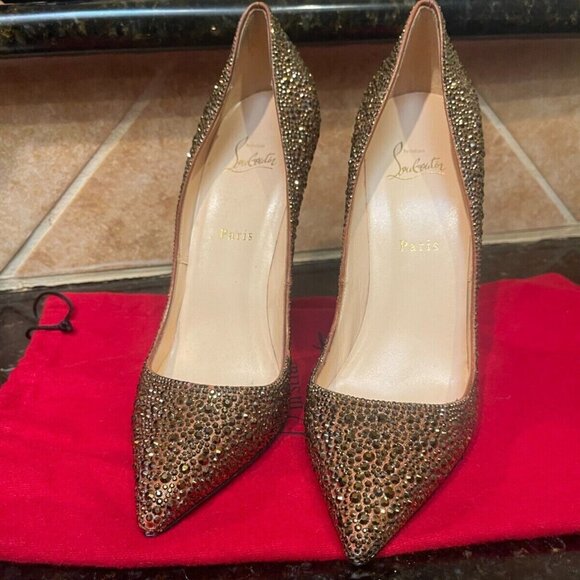 Christian Louboutin Gold studded 6 inches pumps - Picture 3 of 12